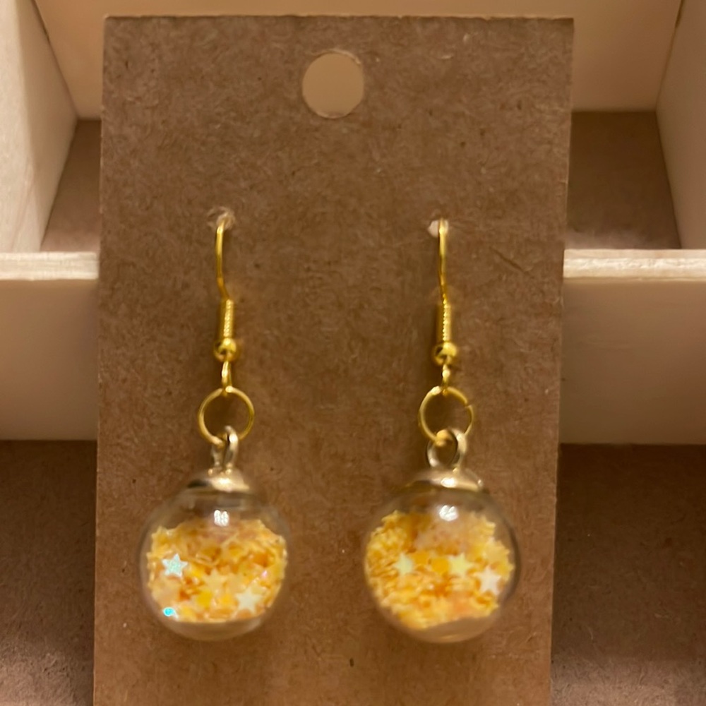yellow ornament earrings Handmade